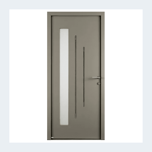 Porte d’entrée aluminium – Modèle Condor – Gris Perle RAL 2008