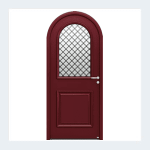Porte d'entrée mixte alu/bois - Modèle Artémis - Rouge texturé RAL 3004 – Image 3