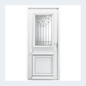 Porte d'entrée mixte alu/bois - Modèle Héliopolis mixte - Bleu texturé RAL 5003 – Image 2