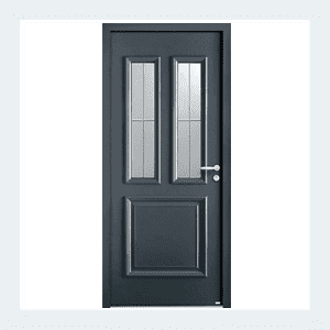 Porte d'entrée mixte alu/bois - Modèle Flavie mixte - Gris texturé RAL 7016