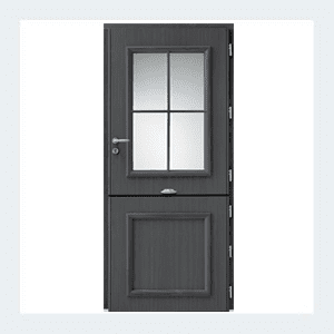 Porte d'entrée mixte alu/bois - Modèle Bocage 1 - Gris perle RAL 2800 – Image 7