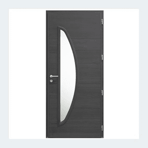 Porte d'entrée mixte alu/bois - Modèle Gaïa mixte - Rouge texturé RAL 3004 – Image 7