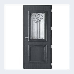 Porte d'entrée mixte alu/bois - Modèle Héliopolis mixte - Bleu texturé RAL 5003 – Image 7