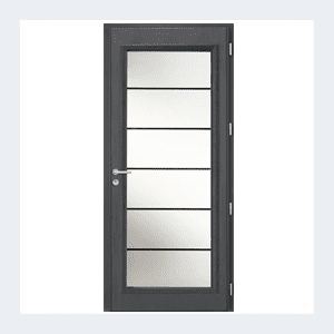 Porte d'entrée mixte alu/bois - Modèle Léry mixte - Rouge texturé RAL 3004 – Image 7