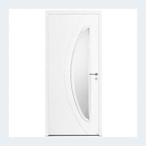 Porte d'entrée mixte alu/bois - Modèle Gaïa mixte - Rouge texturé RAL 3004 – Image 2