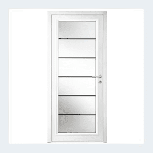Porte d'entrée mixte alu/bois - Modèle Léry mixte - Rouge texturé RAL 3004 – Image 3