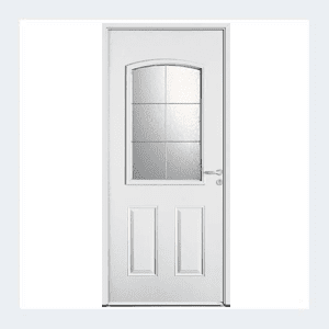 Porte d'entrée acier - Modèle Portland - Rouge texturé RAL 3004 – Image 3