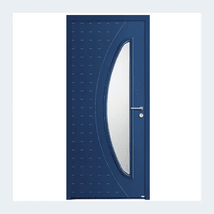 Porte d'entrée mixte alu/bois - Modèle Gaïa mixte - Rouge texturé RAL 3004 – Image 3