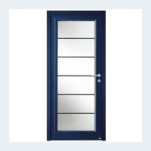Porte d'entrée mixte alu/bois - Modèle Léry mixte - Rouge texturé RAL 3004 – Image 2
