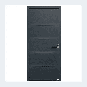 Porte d'entrée mixte alu/bois - Modèle Dune mixte - Gris perle RAL 2800 – Image 4