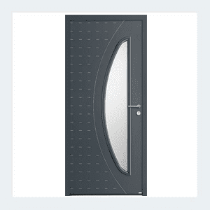 Porte d'entrée mixte alu/bois - Modèle Gaïa mixte - Rouge texturé RAL 3004 – Image 5