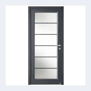Porte d'entrée mixte alu/bois - Modèle Léry mixte - Rouge texturé RAL 3004 – Image 5