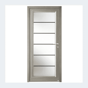 Porte d'entrée mixte alu/bois - Modèle Léry mixte - Rouge texturé RAL 3004 – Image 4