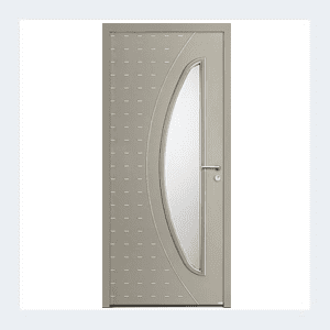 Porte d'entrée mixte alu/bois - Modèle Gaïa mixte - Rouge texturé RAL 3004 – Image 4
