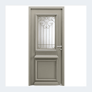 Porte d'entrée mixte alu/bois - Modèle Héliopolis mixte - Bleu texturé RAL 5003 – Image 3