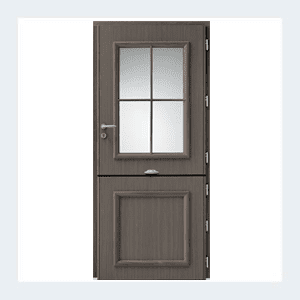 Porte d'entrée mixte alu/bois - Modèle Bocage 1 - Gris perle RAL 2800 – Image 8