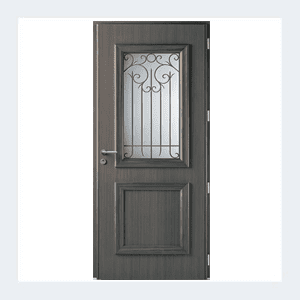Porte d'entrée mixte alu/bois - Modèle Héliopolis mixte - Bleu texturé RAL 5003 – Image 8
