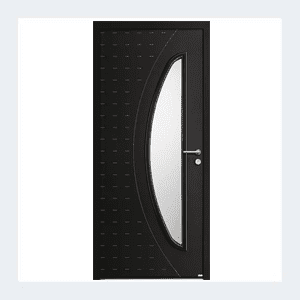 Porte d'entrée mixte alu/bois - Modèle Gaïa mixte - Rouge texturé RAL 3004 – Image 6