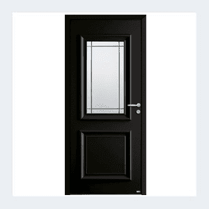 Porte d'entrée mixte alu/bois - Modèle Isaac mixte - Noir texturé RAL 9005
