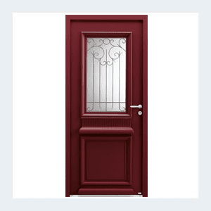Porte d'entrée mixte alu/bois - Modèle Héliopolis mixte - Bleu texturé RAL 5003 – Image 6