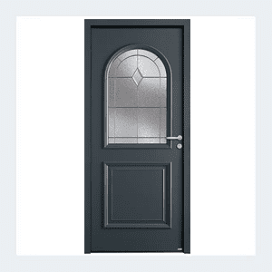 Porte d'entrée mixte alu/bois - Modèle Montréal mixte - Bleu RAL 5003 – Image 4