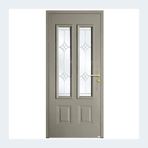 Porte d'entrée mixte alu/bois - Modèle Minnésota mixte - Rouge RAL 3004 – Image 5